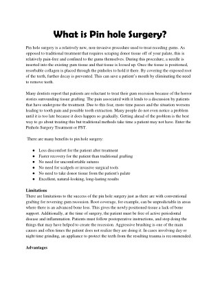 What is Pin hole Surgery?