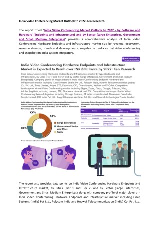 Enterprise ICT Solution India, Video Telepresence System Industry India-Ken Research