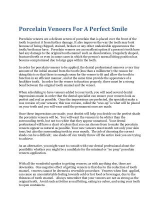 Porcelain Veneers For A Perfect Smile