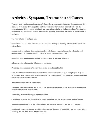 Arthritis symptom, treatment and causes