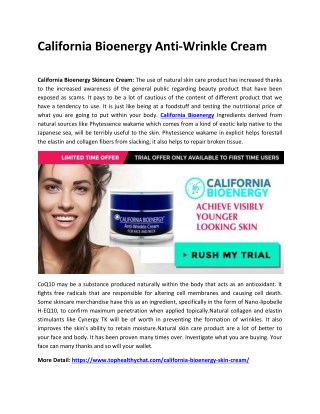 California Bioenergy Skin Cream: Helps To Rebuild Your Skin Collagen!