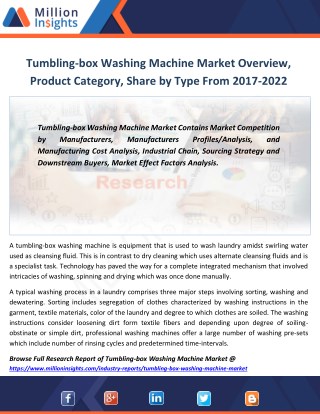 Tumbling-box Washing Machine Market Competition by Manufacturers, Capacity and Share Forecast 2022