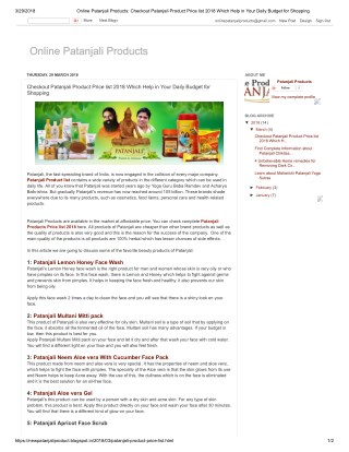 Online Patanjali Products_ Checkout Patanjali Product Price list 2018 Which Help in Your Daily Budget for Shopping