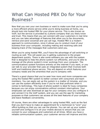 What Can Hosted PBX Do for Your Business?
