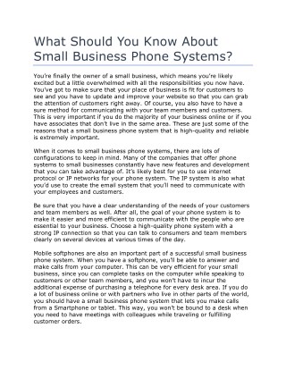 What Should You Know About Small Business Phone Systems?