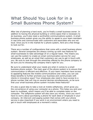 What Should You Look for in a Small Business Phone System?