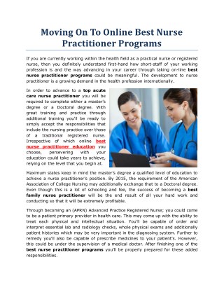 Moving On To Online Best Nurse Practitioner Programs