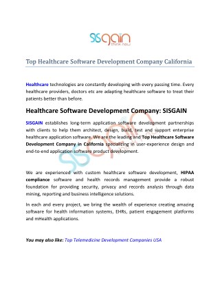 Healthcare Software & Application Development Company