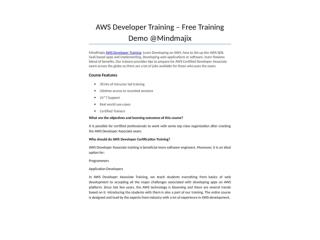 Online Training for AWS Developer by Experts Register Now