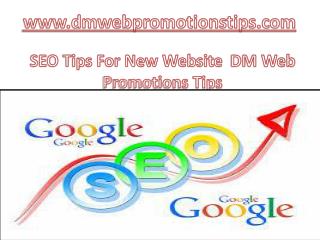 SEO Tips For New Website | DM Web Promotions Tips