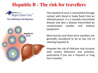 Hepatitis B - The risk for travellers