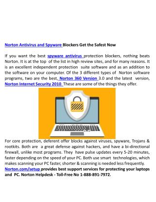 Norton Antivirus and Spyware Blockers | Norton.com/setup