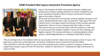 ICMEI President Met Cyprus Investment Promotion Agency