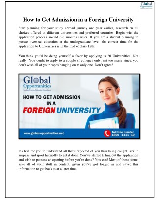 How to Get Admission in a Foreign University