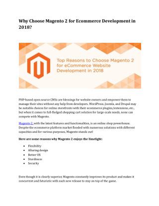 Why Choose Magento 2 for Ecommerce Development in 2018?