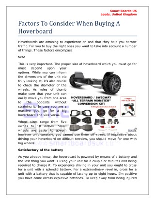 Factors To Consider When Buying A Hoverboard