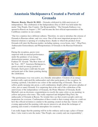 Anastasia Shchipanova Created a Portrait of Grenada