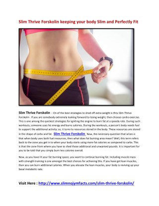 Slim Thrive Forskolin will help you to Get Rid of Belly Fat