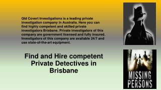 Find and hire competent private detectives in Brisbane