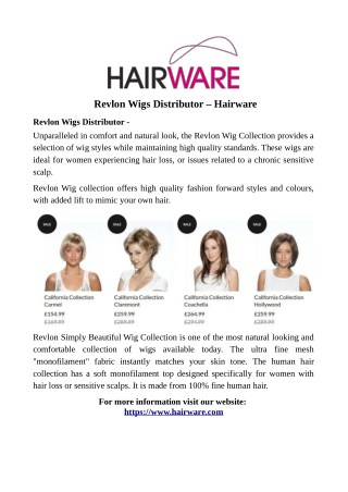 Revlon Wigs Distributor â€“ Hairware