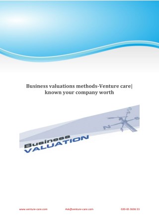 Business valuations methods-Venture care| known your company worth