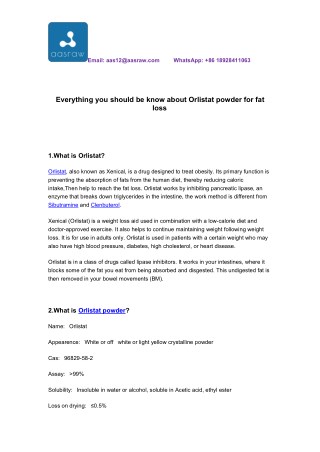 Everything you should be know about Orlistat powder for fat loss