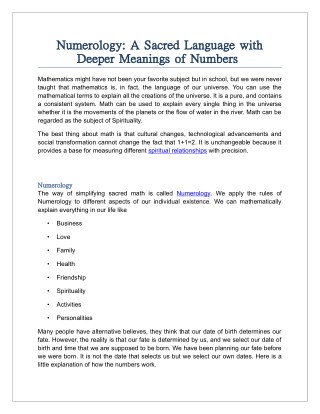 Numerology: A Sacred Language with Deeper Meanings of Numbers