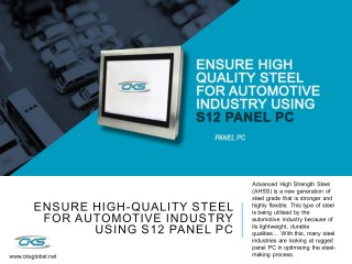 Ensure High-Quality Steel for Automotive Industry Using S12 Panel PC