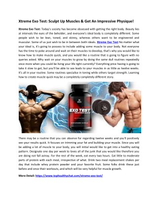 Xtreme Exo Test: Effective Way To Develop Lean Muscle Mass!