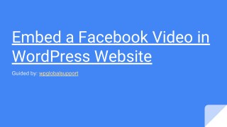 Embed a Facebook Video in WordPress Website