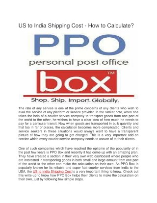 Shipping From USA to India