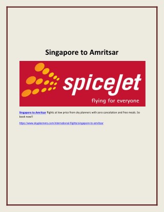 Singapore to Amritsar