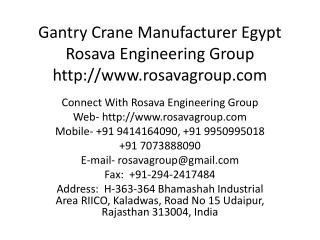 Gantry Crane Manufacturer Egypt Rosava Engineering Group