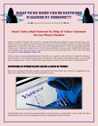 Recover yahoo mail hacked account password