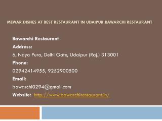 Mewar Dishes At Best Restaurant in Udaipur Bawarchi Restaurant