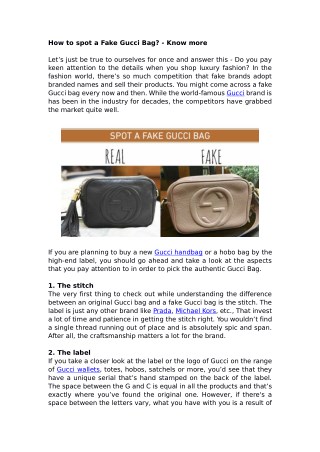 How to spot a Fake Gucci Bag? - Know more