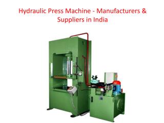 Hydraulic Press Machine Manufacturer in India