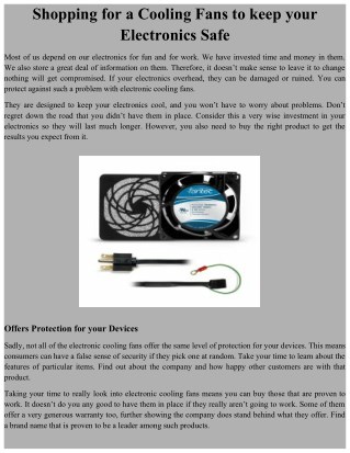 Shopping for a cooling fans to keep your electronics safe