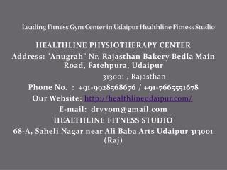 Leading Fitness Gym Center in Udaipur Healthline Fitness Studio