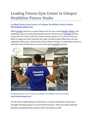 Leading Fitness Gym Center in Udaipur Healthline Fitness Studio