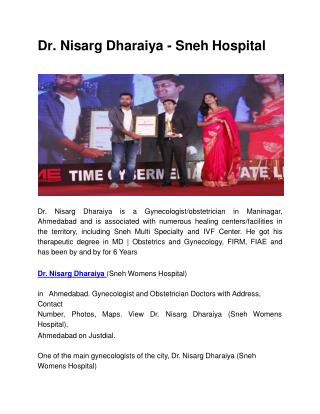 Dr. Nisarg Dharaiya â€“ Sneh Hospital
