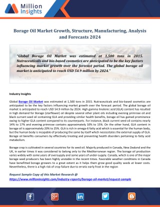 Borage Oil Market Growth, Structure, Manufacturing, Analysis and Forecasts 2024