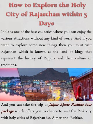 How to Explore the Holy City of Rajasthan within 3 Days