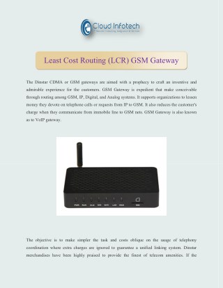 Least Cost Routing (LCR) GSM Gateway