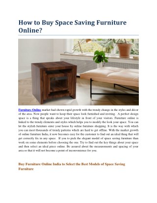 How to Buy Space Saving Furniture Online?