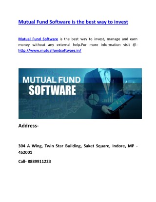 Mutual Fund Software is the best way to invest