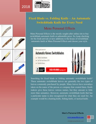 Fixed blade vs folding knife â€“ an automatic switchblade knife for every need