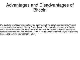 Advantages and Disadvantages of Bitcoin