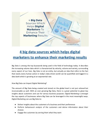 4 big data sources which helps digital marketers to enhance their marketing results