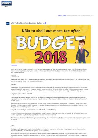 NRIs To Shell Out More Tax After Budget 2018
